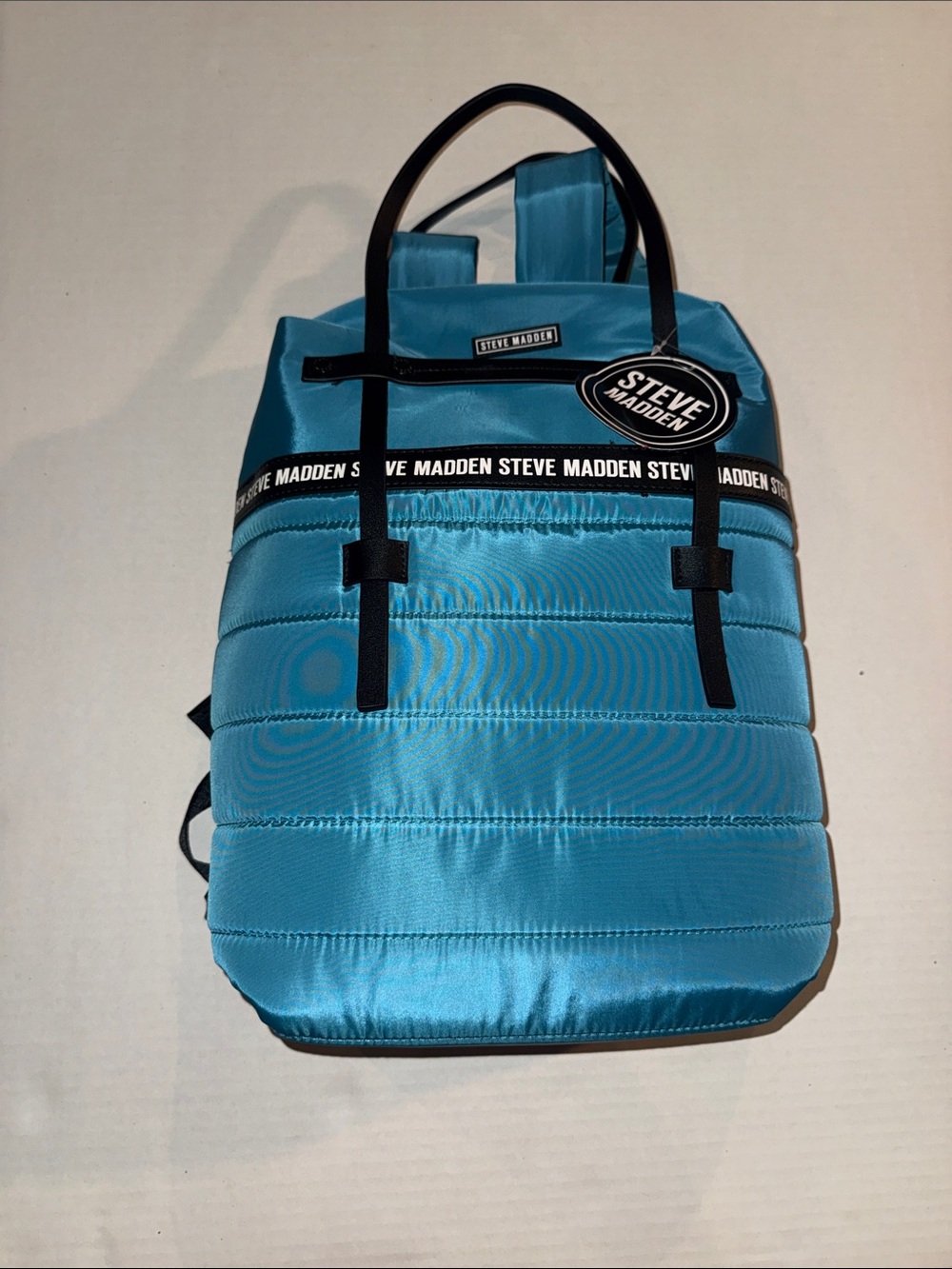 Steve Madden Turquoise Quilted Backpack with Black Trim